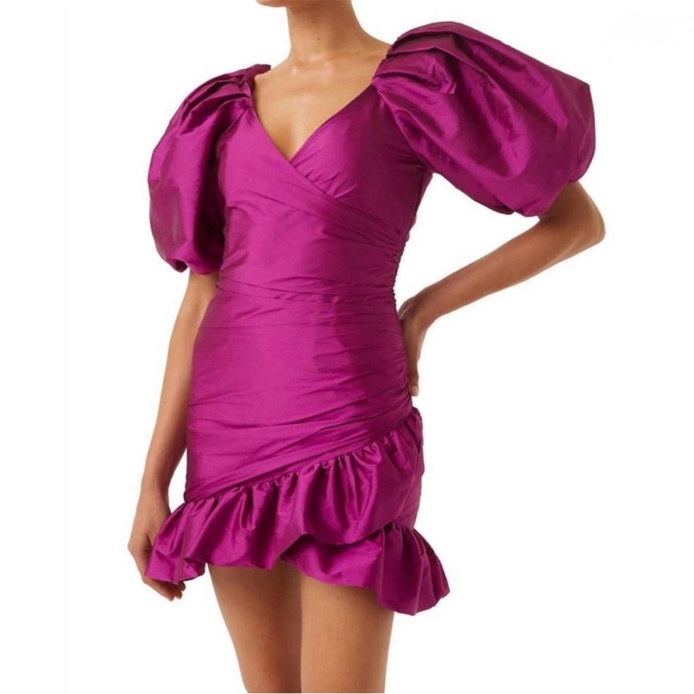 NWT Misa Los Angeles mini ruched Sybil Dress XS Magenta
